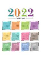 calendrier abstrait coloré 2022 modèle de nouvel an conception d'illustration vectorielle vecteur