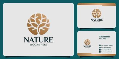 ensemble de logo nature de luxe et carte de visite vecteur