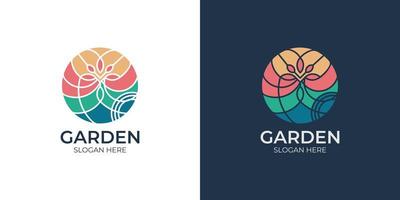 ensemble de logo de jardin élégant coloré vecteur
