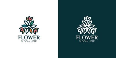 ensemble de logos de fleurs colorées vecteur