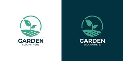 ensemble de logo de jardin de style moderne vecteur