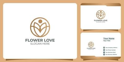 ensemble de logo de fleur de combinaison d'amour élégant vecteur