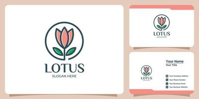 ensemble de logos et de cartes de visite de fleur de lotus vecteur