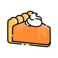 tranche de tarte orange mignonne avec dessin animé à la crème pour chemise, affiche, carte-cadeau, couverture, logo, autocollant et icône. vecteur