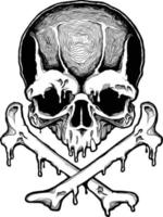 crâne humain décoratif. modèle de conception pour tatouage, impression, couverture. illustration vectorielle. vecteur