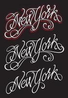 vintage new york calligraphie manuscrite t-shirt vêtements design de mode imprimé avec un look en détresse vecteur