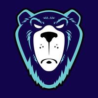 logo de l'ours grizzli - illustration vectorielle, conception de l'emblème sur fond bleu vecteur