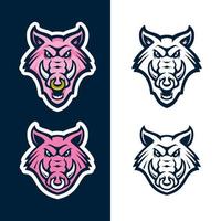 Mascotte de tête de cochon sauvage ou de sanglier, version colorée. idéal pour les logos sportifs et les mascottes d'équipe