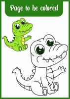 livre de coloriage pour les enfants, alligator mignon vecteur