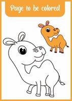livre de coloriage pour enfant, chameau mignon vecteur
