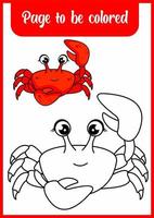 livre de coloriage pour enfant, crabe mignon vecteur