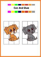 couper et coller un chien mignon. jeu éducatif pour les enfants. vecteur