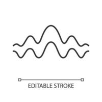 icône linéaire d'onde fluide. illustration de la ligne mince. lignes ondulées fluides. rythme de la musique, forme d'onde de la mélodie. égaliseur, courbe abstraite sonore. symbole de contour. dessin de contour isolé de vecteur. trait modifiable vecteur