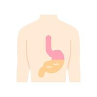 icône de couleur grandissime design plat estomac sain. organe humain en bonne santé. fonctionnement du système digestif. tractus gastro-intestinal sain. illustration vectorielle silhouette vecteur