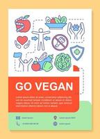 mise en page du modèle de brochure de style de vie végétarien. rendez-vous vegan flyer, livret, dépliant imprimé avec illustrations linéaires. mises en page vectorielles pour magazines, rapports annuels, affiches publicitaires vecteur