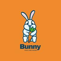 illustration de logo vectoriel style de mascotte simple de lapin.