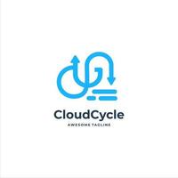 illustration de logo vectoriel style d'art de ligne de nuage.