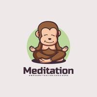 illustration de logo vectoriel style de dessin animé de mascotte de méditation.