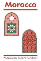 belles portes de mosquée marocaine avec motif et vecteurs géométriques islamiques vecteur