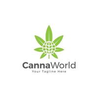 vecteur de logo mondial du monde du cannabis