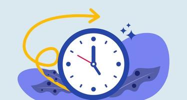 illustration plate de gestion du temps. vecteur d'horloge pour une planification efficace du temps et une plus grande productivité.