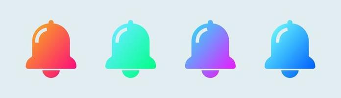 icône de notification ou de cloche définie dans des couleurs dégradées unies. élément de médias sociaux. vecteur