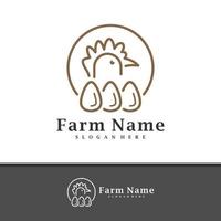 vecteur de conception de logo de ferme de poulet, illustration de modèle de concepts de logo de ferme de poulet créatif.