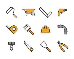 collection d'outils de bricoleur. conçu dans un style d'icône simple. vecteur