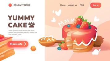 illustration pour un site web de gâteau aux fraises vecteur
