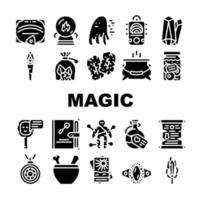 icônes de collection d'objets mystère magique set vector