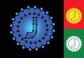 lettre j avec logo de point de cercle et modèle de conception d'icône vecteur