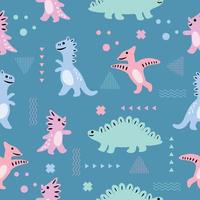 mignon chibi animaux dinosaures modèle sans couture doodle pour enfants ou bébé kawaii dessin animé vecteur premium