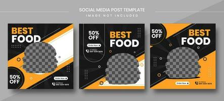 modèles de publication de médias sociaux carrés culinaires, adaptés au restaurant