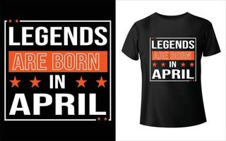 les légendes sont nées en mois conception de t-shirt, mois janvier février mars avril mai juin juillet août septembre octobre novembre décembre conception de t-shirt vecteur