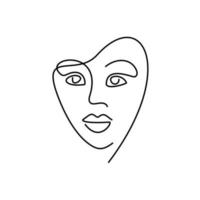 visage de fille - logo d'une ligne. minimalisme des portraits. traits du visage avec une ligne fine. logo salon de beauté vecteur