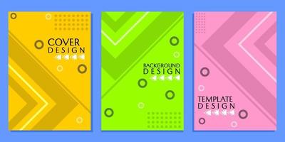 ensemble de motifs de couverture de livre jaune, vert, rose dans le style de géométrie de ligne. utilisé pour la conception de la couverture du rapport vecteur
