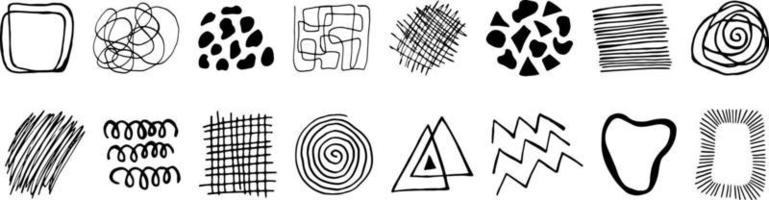 ensemble de doodles abstraits pour la conception de motifs, de réseaux sociaux, de messages, d'autocollants. éléments chaotiques dessinés à la main vecteur