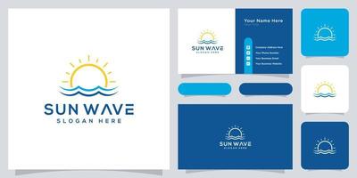 sun beach logo design vecteur premium