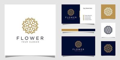 fleur élégante créative avec logo élément feuille et carte de visite. logo pour les cosmétiques de beauté yoga et spa vecteur