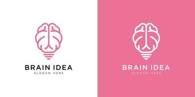 cerveau et ampoule logo vector design dessin au trait