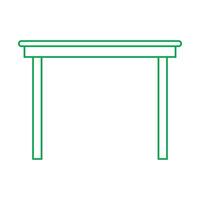 eps10 vecteur vert table en bois ou icône de ligne de bureau dans un style simple et branché isolé sur fond blanc