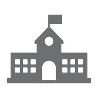 bâtiment scolaire vectoriel gris eps10 avec icône ou logo rempli de drapeau dans un style moderne simple et branché isolé sur fond blanc
