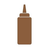 eps10 vecteur brun icône de bouteille de ketchup ou de moutarde dans un style simple et branché isolé sur fond blanc