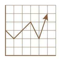eps10 vecteur brun croissant icône graphique du marché financier dans un style simple et branché isolé sur fond blanc