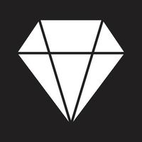 icône de diamant vectoriel blanc eps10, ou symbole dans un style simple et plat à la mode isolé sur fond noir