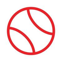 eps10 icône de ligne de balle de tennis vecteur rouge dans un style simple et branché isolé sur fond blanc