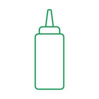 eps10 vecteur vert icône de ligne de bouteille de ketchup ou de moutarde dans un style simple et branché isolé sur fond blanc