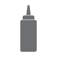 eps10 vecteur gris icône de bouteille de ketchup ou de moutarde dans un style simple et branché isolé sur fond blanc
