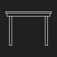 eps10 vecteur blanc table en bois ou icône de ligne de bureau dans un style simple et branché isolé sur fond noir