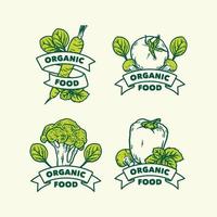 logo d'étiquette de nourriture nature biologique dessiné à la main vintage vecteur